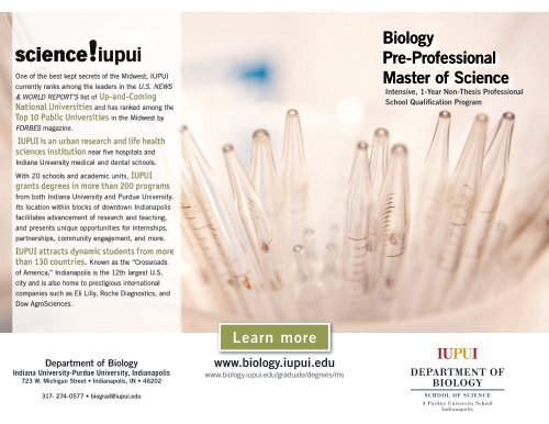 Biology Pre-Professional Master of Science - Biology @ IUPUI