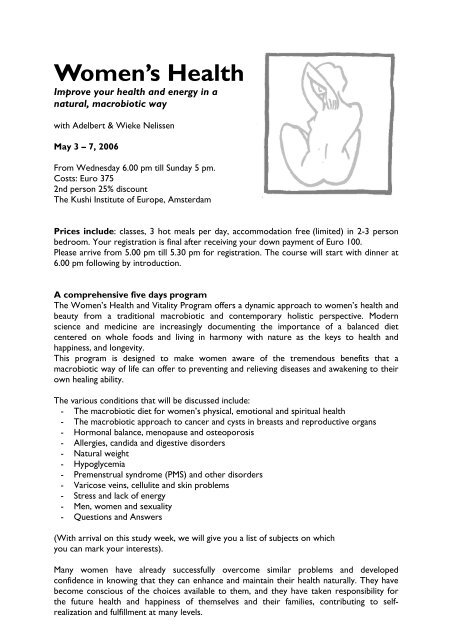 Womens Health - The Kushi Institute of Europe