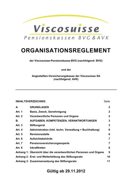 ORGANISATIONSREGLEMENT