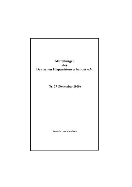 Mitteilungen des Deutschen Hispanistenverbandes e.V. - Deutscher ...