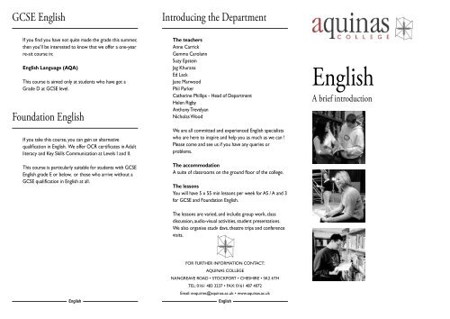 English Leaflet.indd - Aquinas College
