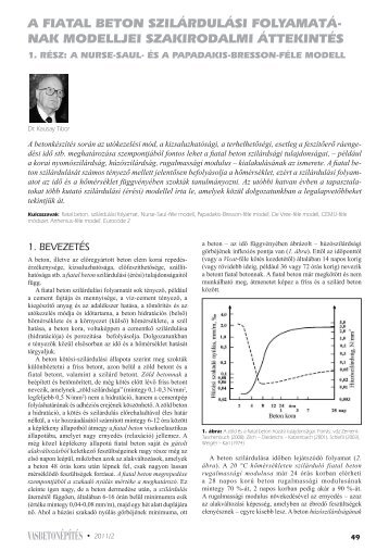 A fiAtAl beton szilÃ¡rdulÃ¡si folyAmAtÃ¡- nAk modelljei szAkirodAlmi ...