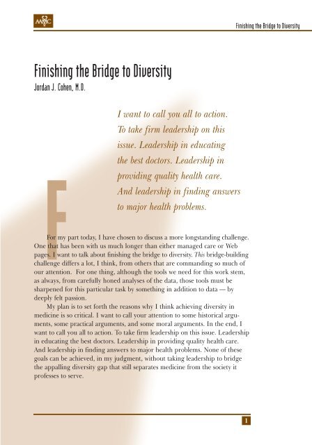 Finishing the Bridge to Diversity - Member Profile - AAMC