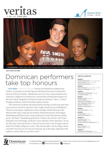 Dominican performers take top honours - Dominican Convent School