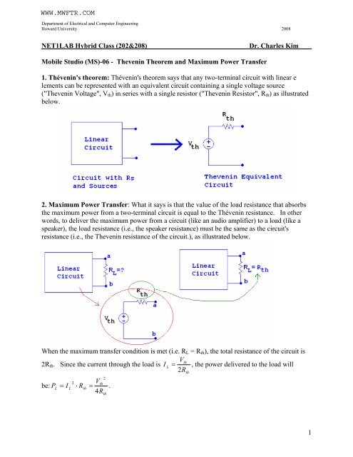 MS-06 Thevenin Theorem and Maximum Power Transfer - MWFTR