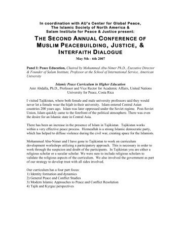 the second annual conference of muslim ... - Salam Institute
