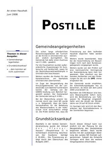 POSTILLE - Ulrichskirchen-Schleinbach-Kronberg - SPÖ