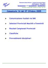 Comunicato 16 del 27 Ottobre 2005 - FIPAV