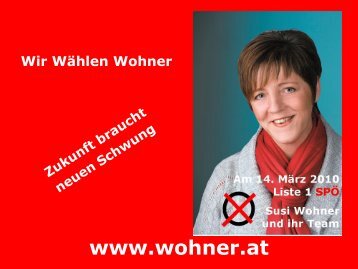 Wir wählen Wohner - Ulrichskirchen-Schleinbach-Kronberg - SPÖ