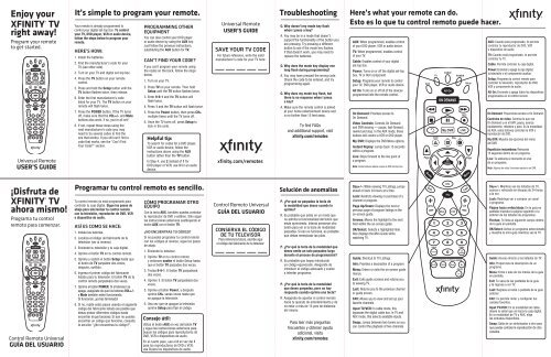 It's simple to program your remote. Programar tu control remoto es ...