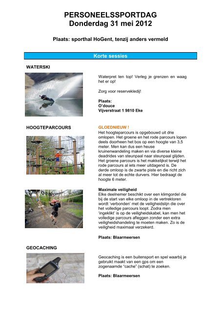 PERSONEELSSPORTDAG Donderdag 31 mei ... - Hogeschool Gent