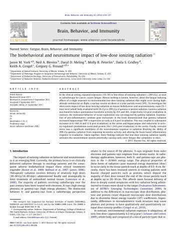 The biobehavioral and neuroimmune impact of low-dose ionizing ...