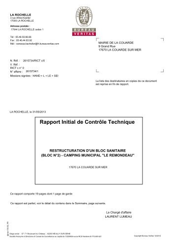 Rapport Initial de Contrôle Technique - La Couarde sur Mer