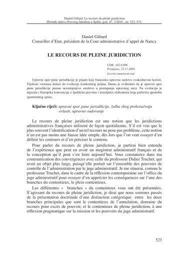 LE RECOURS DE PLEINE JURIDICTION