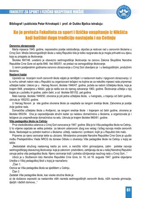 Preuzmite VODIÄ KROZ STUDIJE Fakulteta za sport i fiziÄko ...