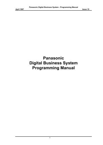 Panasonic Digital Business System Programming Manual