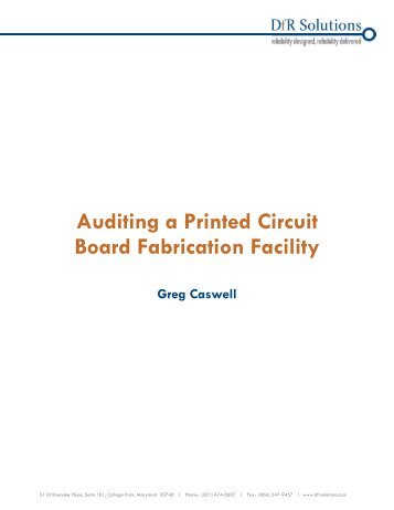 Auditing a Printed Circuit Board Fabrication Facility - DfR Solutions