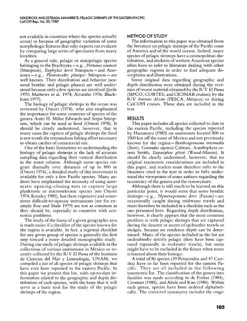 CalCOFI Reports, Vol. 30, 1989 - California Cooperative Oceanic ...