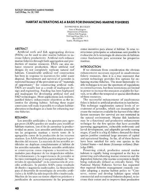 CalCOFI Reports, Vol. 30, 1989 - California Cooperative Oceanic ...