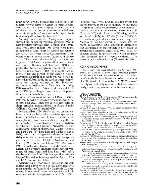 CalCOFI Reports, Vol. 30, 1989 - California Cooperative Oceanic ...