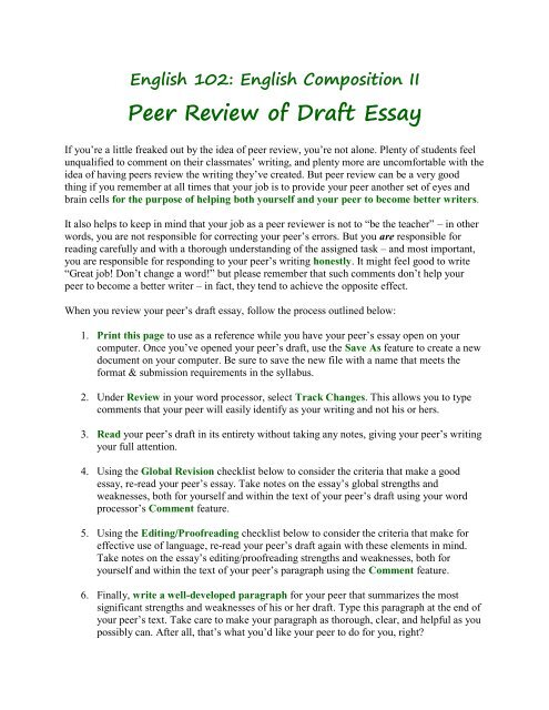 peer review on essay example