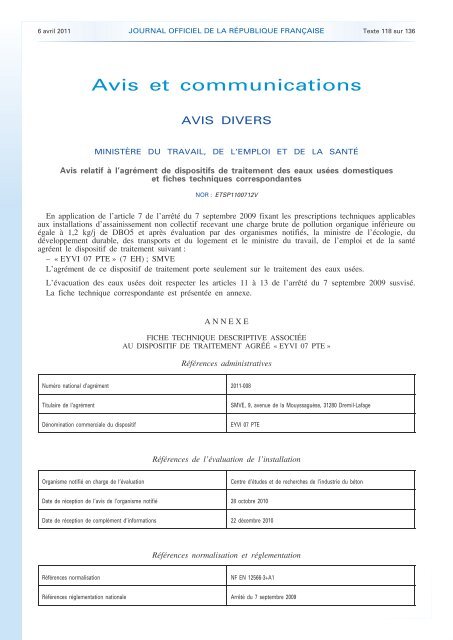 agrement nÂ° 2011-008 - SMVE