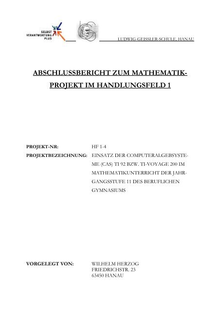 Abschlussbericht zum Mathematikprojekt - Willkommen auf dem ...