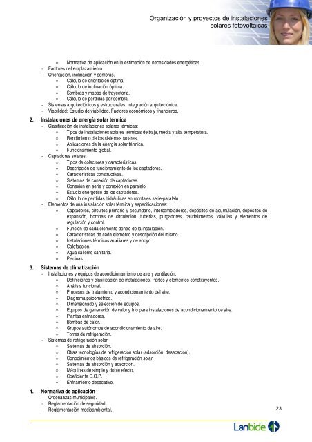 OrganizaciÃ³n y proyectos de instalaciones solares ... - Lanbide