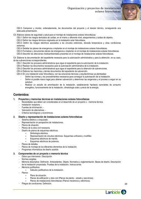 OrganizaciÃ³n y proyectos de instalaciones solares ... - Lanbide