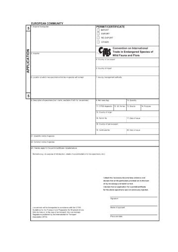 Import or Export Permit Application