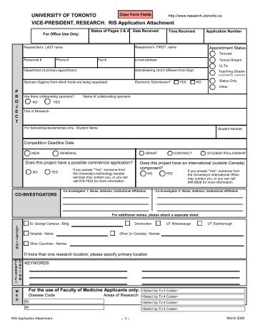 RIS form - University of Toronto