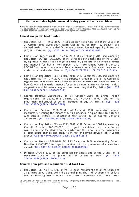 Eu Legislation Establishing General Health Export Helpdesk