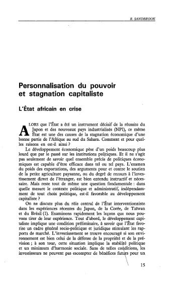 L'Etat africain en crise - Politique Africaine