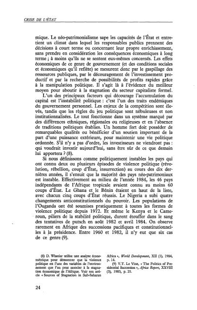 L'Etat africain en crise - Politique Africaine