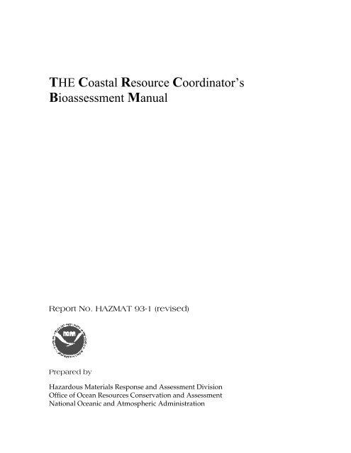 The Coastal Resource Coordinator's Bioassessment Manual