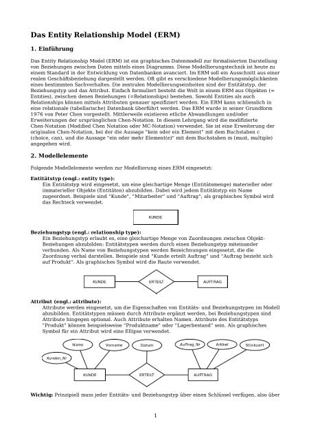 Das Entity Relationship Model Erm Gxy Ch