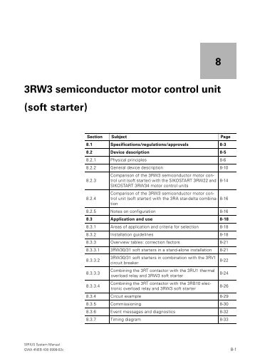 8 3RW3 semiconductor motor control unit (soft starter) - Siemens ...