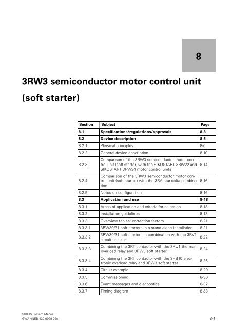 8 3RW3 semiconductor motor control unit (soft starter) - Siemens ...