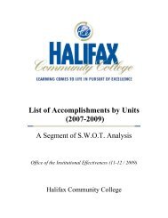 HCC SWOT Analysis 2007-2009 - Halifax Community College