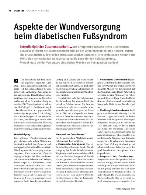 Aspekte der Wundversorgung beim diabetischen ... - Werner Sellmer