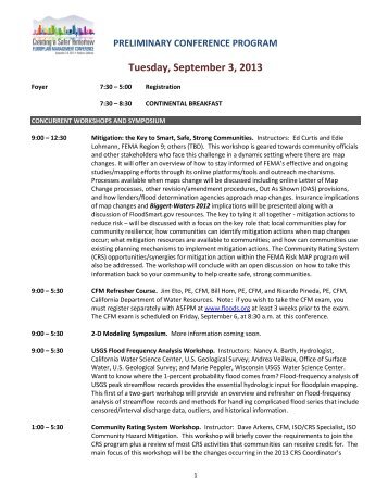 preliminary conference program - Floodplain Management