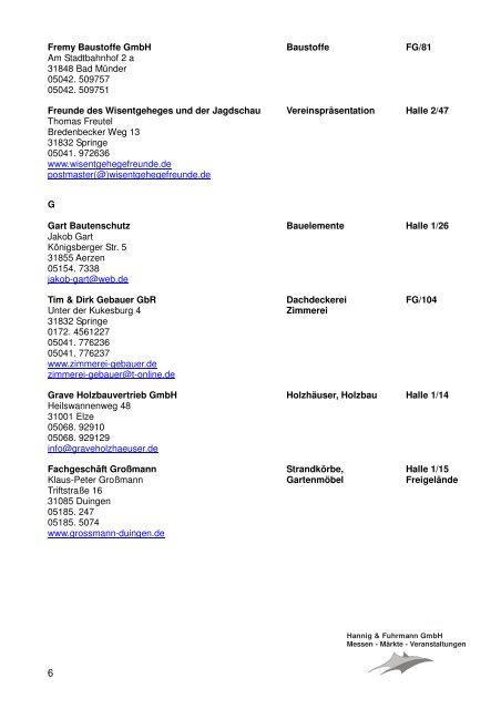 Aktuelle Ausstellerliste - Stadtmarketing Springe