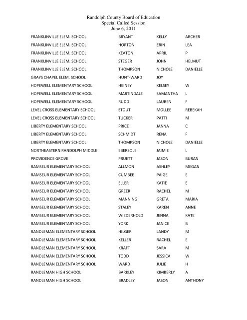 06/06/11 Minutes - Randolph County Schools