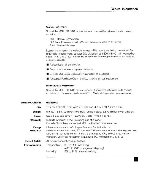 Zoll 1400 Operators Manual