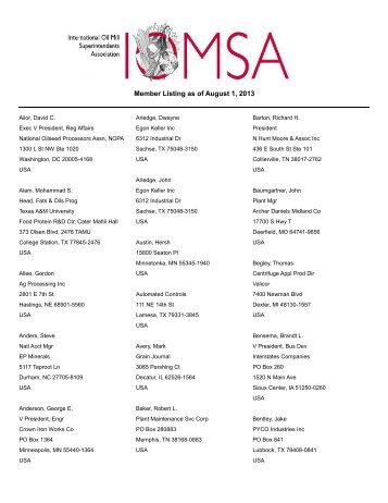 IOMSA Member Roster (.pdf) - International Oil Mill Superintendents ...
