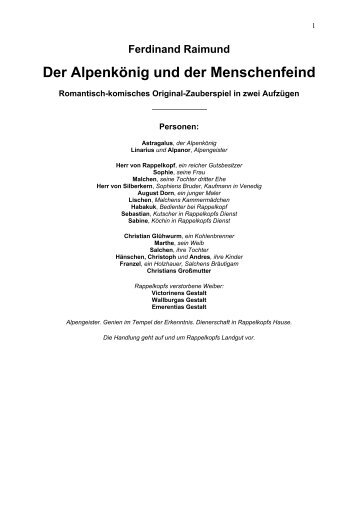 Ferdinand Raimund Der Alpenkönig und der ... - ODYSSEE Theater