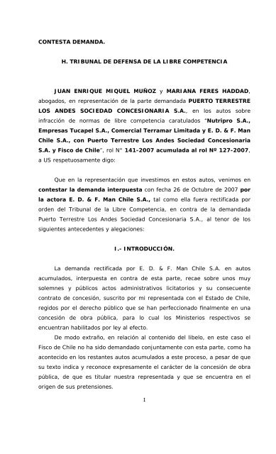 Contestación_PTLA C 141-07.pdf - Tribunal de Defensa de la Libre ...