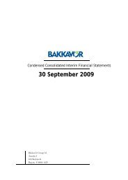 for 1 January to 30 September 2009 - Bakkavor
