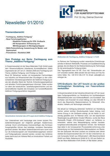 Newsletter 2010.1 - Lehrstuhl für Kunststofftechnik