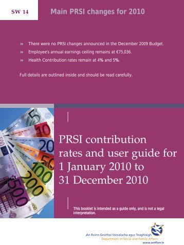 PRSI Contribution Rates and User Guide 2010 - Welfare.ie